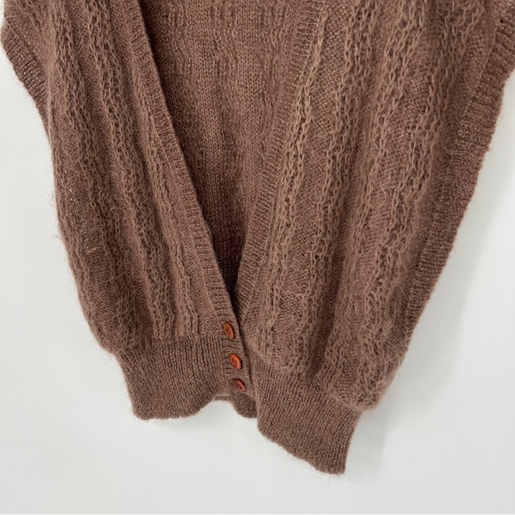 Vintage Christian Dior Separates Mohair Wool Brown Button V Neck Sweater Vest - Picture 3 of 9